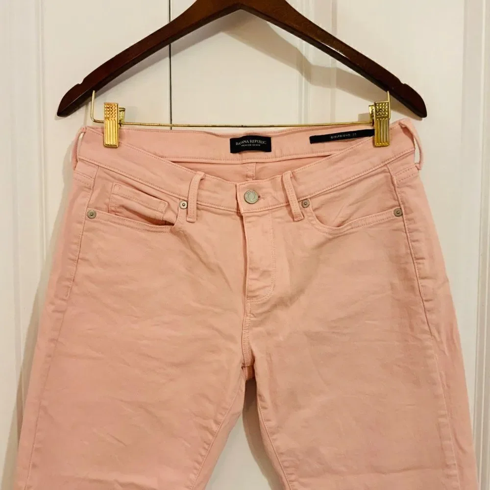 Banana Republic Jeans Blush Pink Girlfriend Crop Stretch Mid Rise Size 27